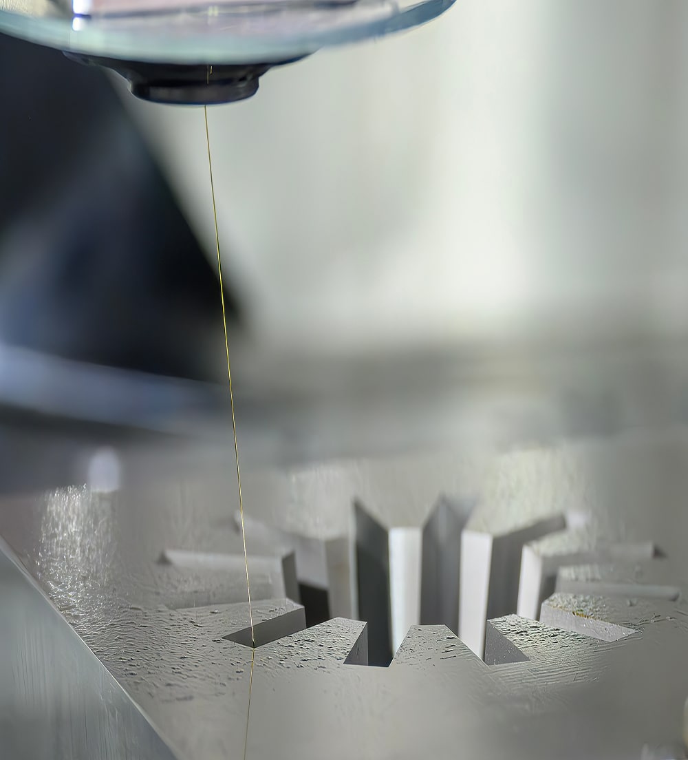 Closeup,Scene,The,Wire,Edm,Machine,Cutting,The,Mold,Parts.