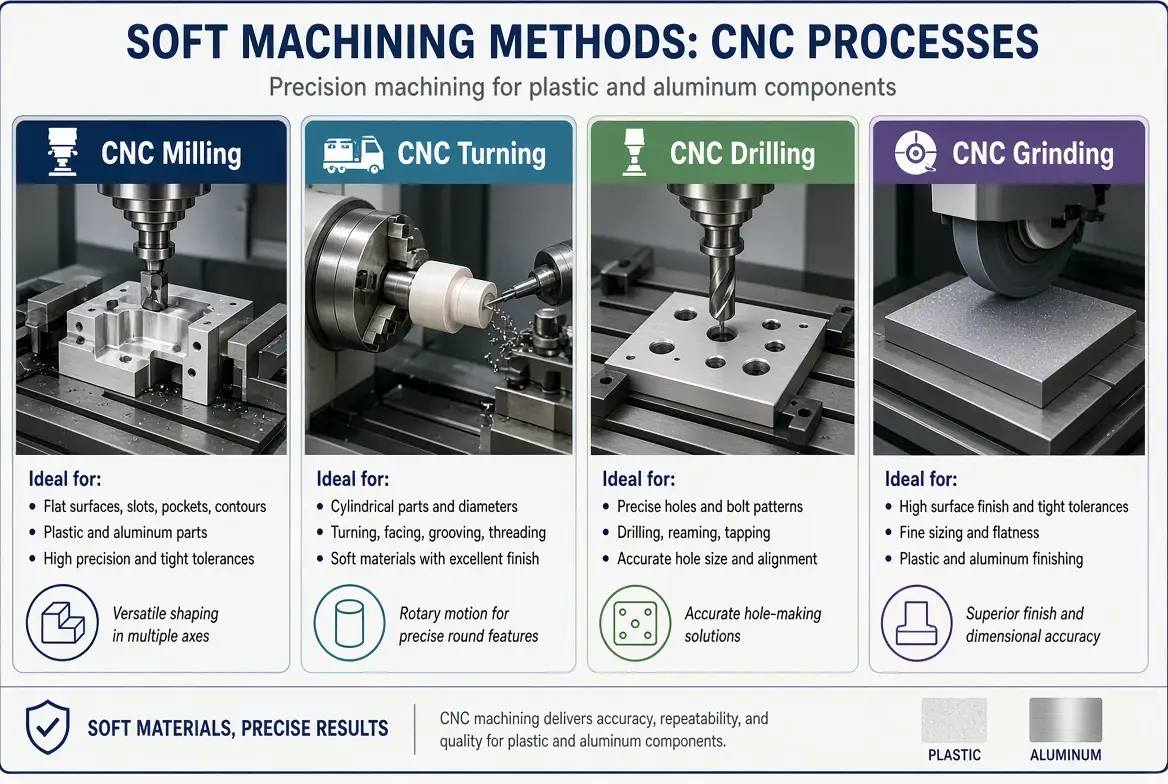 Soft Machining Methods – Milling, Turning, Drilling & Grinding